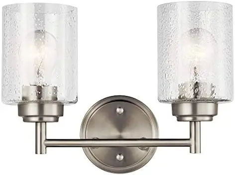 21.5" Vanity Light in Brushed Nickel, 3-Light Transitional Bathroom Light with Clear Seeded Glass. (21.5" W x 9.25" Non reversi
21.5" Vanity Light in Brushed Nickel, 3-Light Transitional Bathroom Light with Clear Seeded Glass. (21.5" W x 9.25" Non reversi