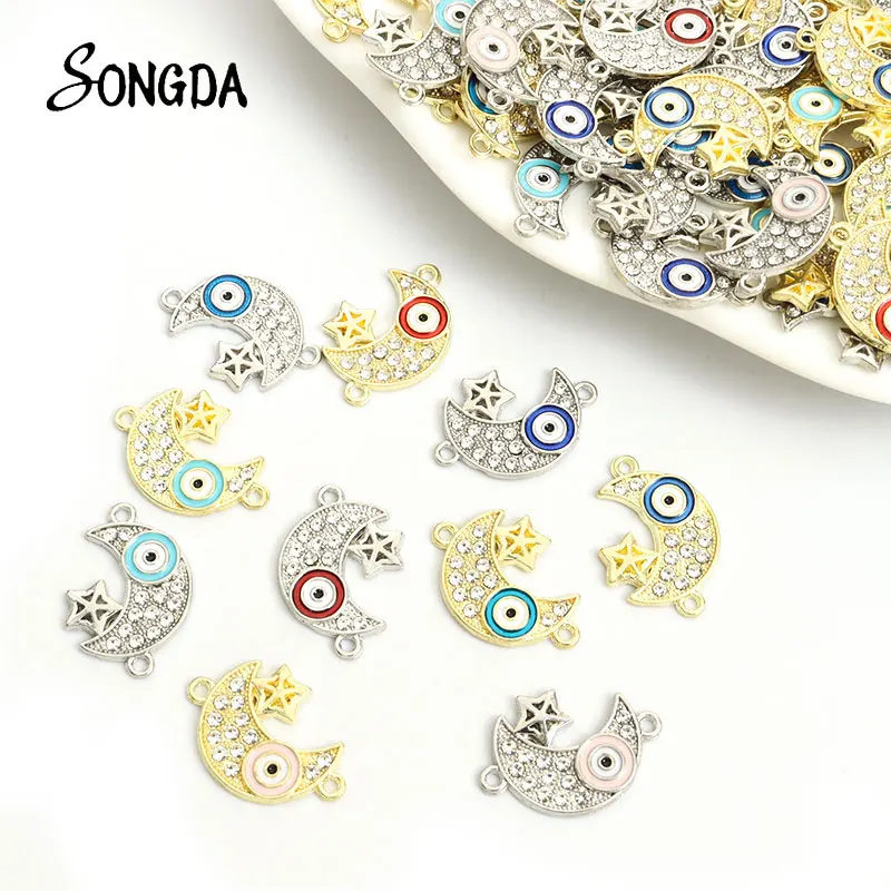 10pcs Enamel Rhinestone Moon Star Evil Eye Charm Connectors Gold Color Plated Alloy Charms Lucky Accessories DIY Bracelet Making
10pcs Enamel Rhinestone Moon Star Evil Eye Charm Connectors Gold Color Plated Alloy Charms Lucky Accessories DIY Bracelet Making