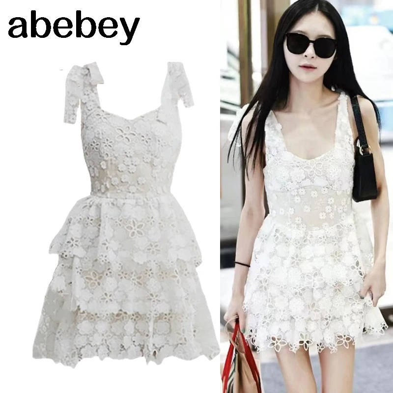 Summer Sexy Sleeveless Strap Tie Up Flower Embroidery Lace Mini Short Party Night Dresses Lady Chic Casual Street Dress
Summer Sexy Sleeveless Strap Tie Up Flower Embroidery Lace Mini Short Party Night Dresses Lady Chic Casual Street Dress