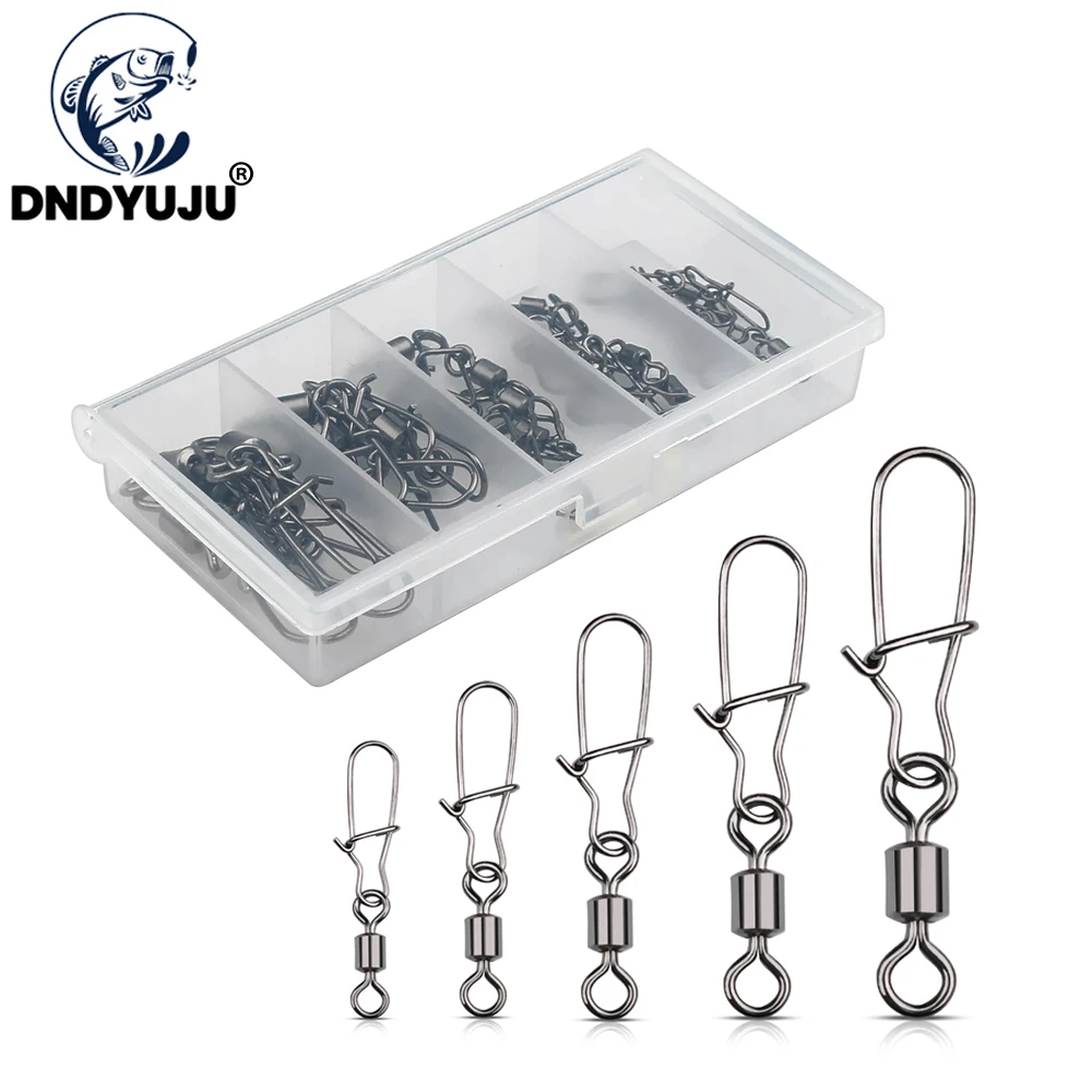 DNDYUJU 100pcs/ BOX Fishing Connector Swivels Interlock Pin Snap 4#-12# Rolling Swivel For Fishhook Lure Fishing Accessories
DNDYUJU 100pcs/ BOX Fishing Connector Swivels Interlock Pin Snap 4#-12# Rolling Swivel For Fishhook Lure Fishing Accessories