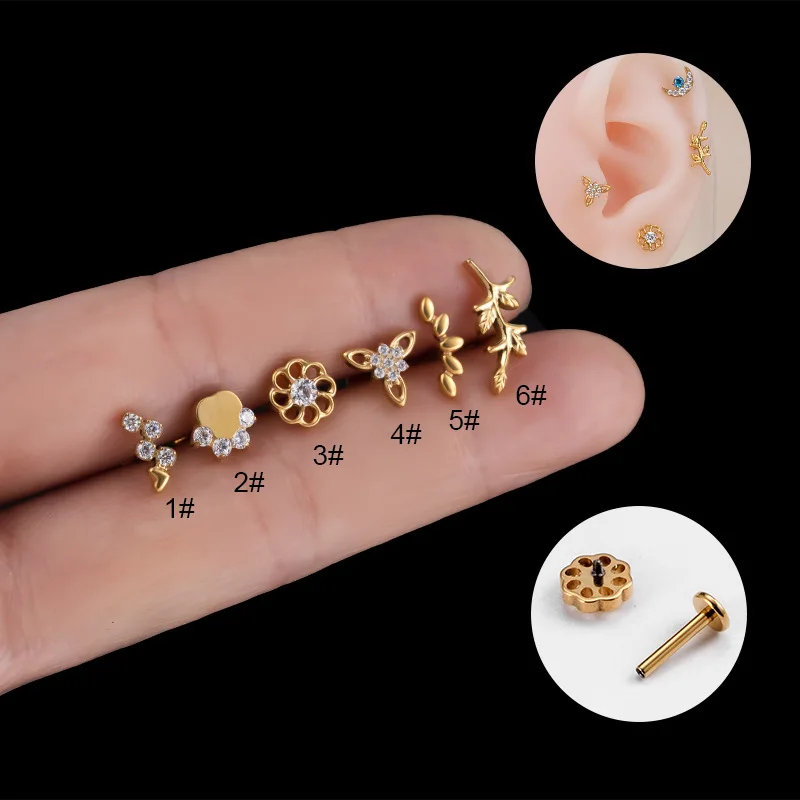 1Piece F136 Titanium Zircon Leaf Flower Stud Earrings for Women 2023 Ear Bone Stud Piercing Jewelry Cartilage Piercing for Teen
1Piece F136 Titanium Zircon Leaf Flower Stud Earrings for Women 2023 Ear Bone Stud Piercing Jewelry Cartilage Piercing for Teen
