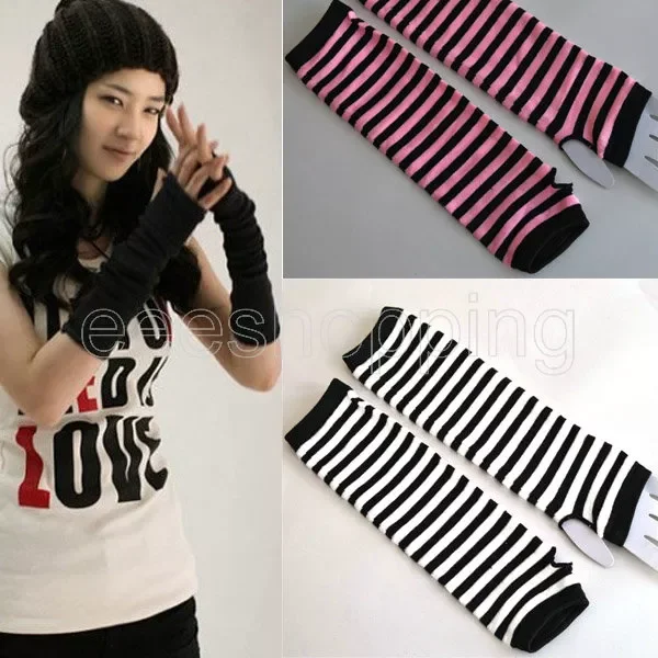 2020 Women Fashion Long Fingerless Gloves Striped Elbow Sleeve Arm Warmer Knit Mittens Work Gloves White Black
2020 Women Fashion Long Fingerless Gloves Striped Elbow Sleeve Arm Warmer Knit Mittens Work Gloves White Black