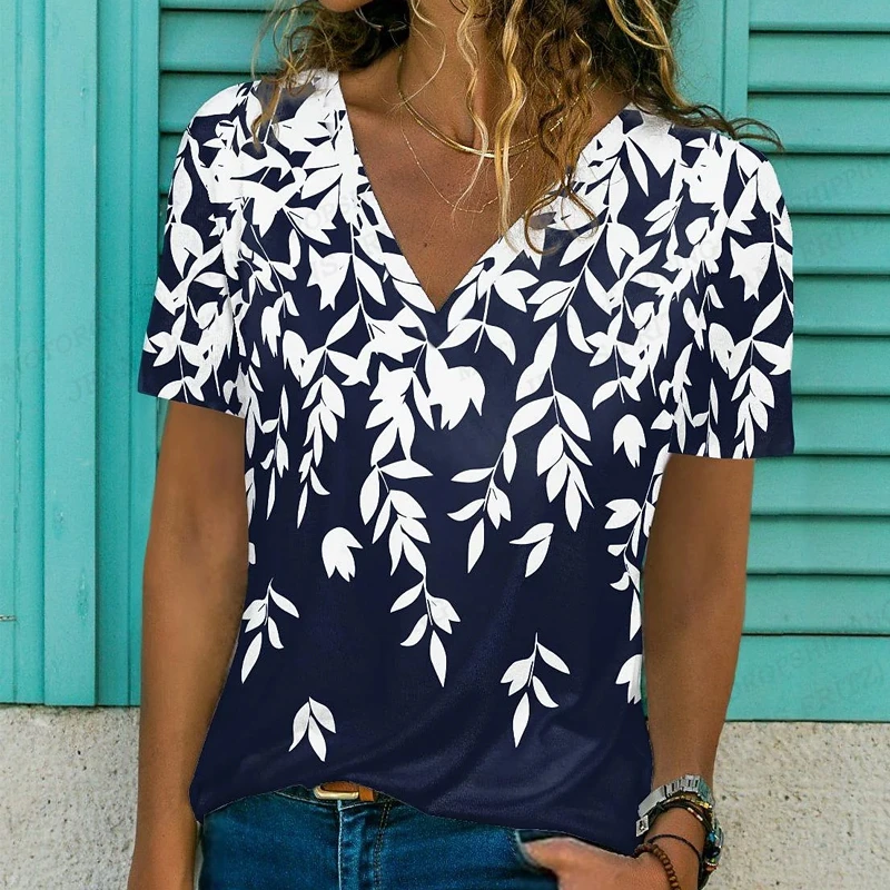 Summer Women T shirt Tee Leaf 3d Printed Tshirt Womens Fashion T-shirt V-Neck Short Sleeve Tops Tees Ladies Tops Floral New 2023
Summer Women T shirt Tee Leaf 3d Printed Tshirt Womens Fashion T-shirt V-Neck Short Sleeve Tops Tees Ladies Tops Floral New 2023