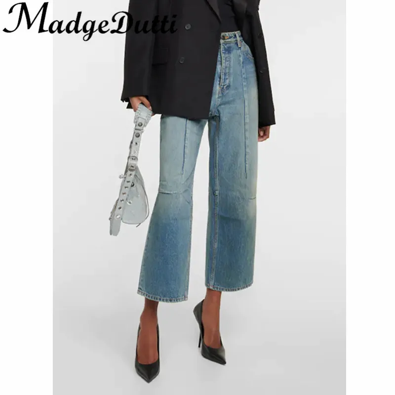 11.7 MadgeDutti Classic Fashion High Waist Spliced Wide Leg Straight Ankle-Length Cotton Jeans Women
11.7 MadgeDutti Classic Fashion High Waist Spliced Wide Leg Straight Ankle-Length Cotton Jeans Women