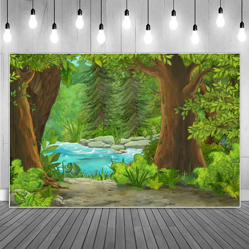 

Photography Backdrops Fairy Jungle Forest Birthday Decoration Children Spring River Mountain Home Party Studio Photo Backgrounds