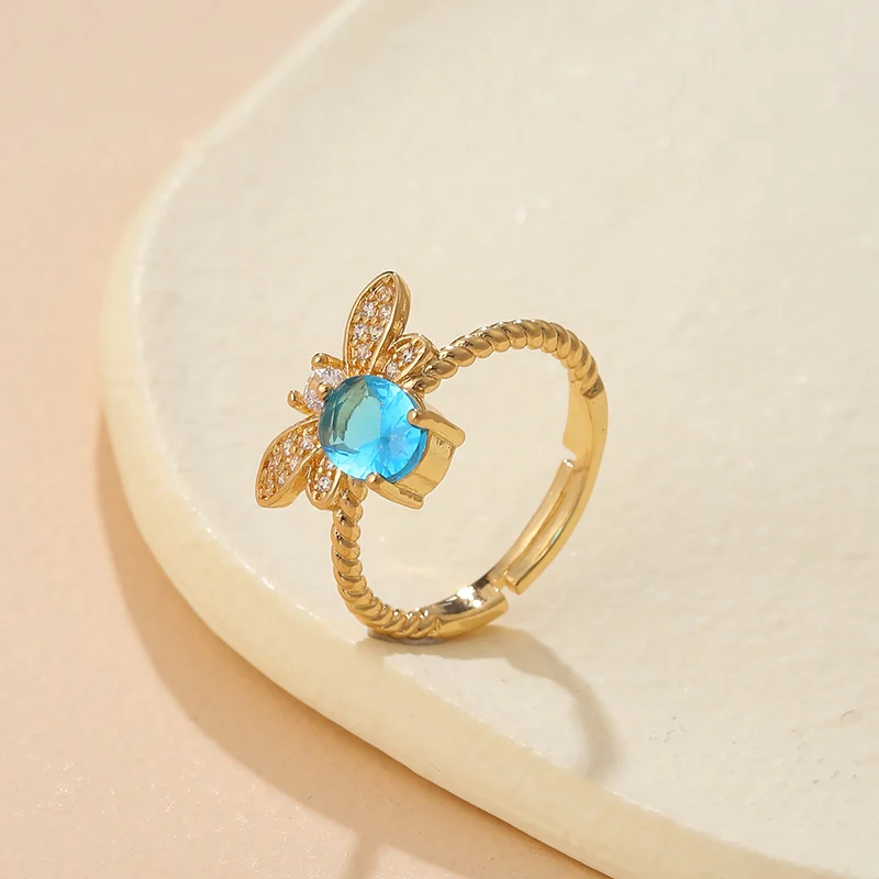 Sweet Cute Blue Crystal Bee Ring For Women Exquisite Elegant Female Wedding Gold Color Ring Jewelry Fashion Party Accessories
Sweet Cute Blue Crystal Bee Ring For Women Exquisite Elegant Female Wedding Gold Color Ring Jewelry Fashion Party Accessories