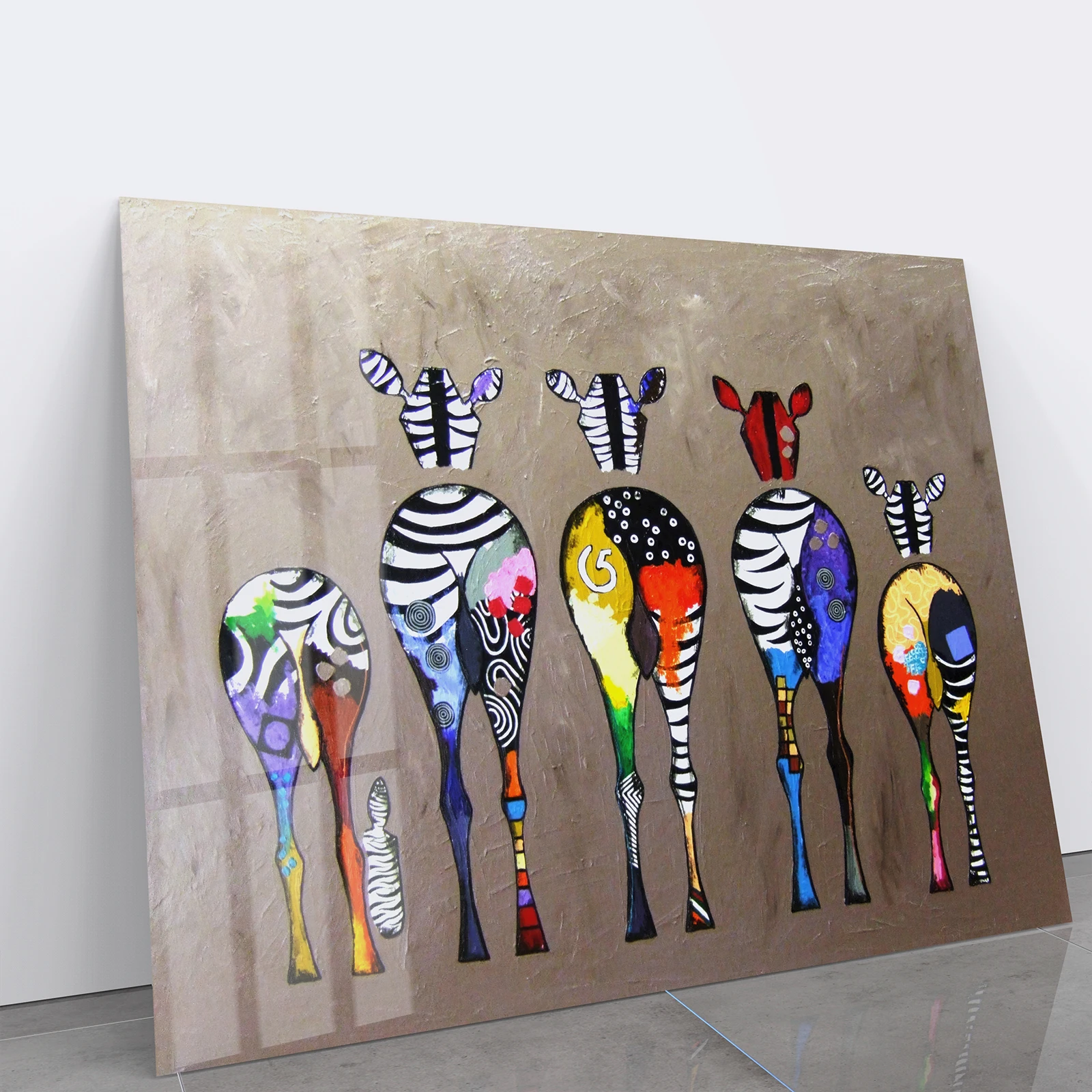 

60X40cm Colored Zebra Modern Minimalist Frameless Tempered Glass Art Bedroom Living Room Sofa Backrest Wall Decoration Painting