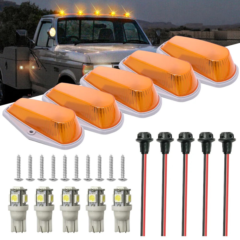 5PCS Cab Roof Top Marker Running Light Amber T10 LED Light with Amber Cover Assembly for Ford F Series 73-97
5PCS Cab Roof Top Marker Running Light Amber T10 LED Light with Amber Cover Assembly for Ford F Series 73-97