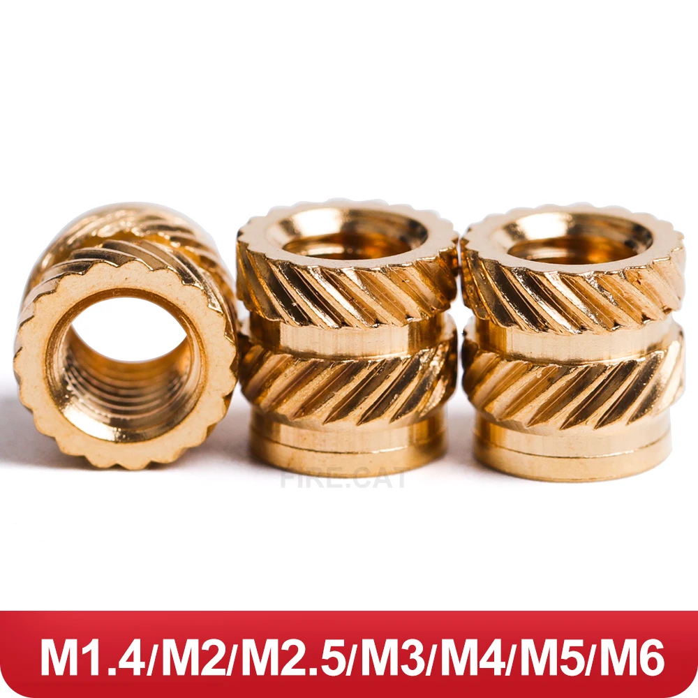 

M1.4 M2 M2.5 M3 M4 M5 M6 Insert Nut Thread Brass Knurled Embedment Nuts Copper Injection 3D Printer Hot Melt Molding 10/100 Pcs