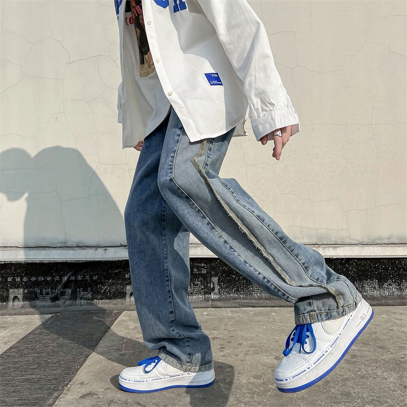 Splicing Straight Jeans Trousers Men's and Women's Four Seasons Loose and Casual New Trend Pants Hip-hop All-match Pants
Splicing Straight Jeans Trousers Men's and Women's Four Seasons Loose and Casual New Trend Pants Hip-hop All-match Pants