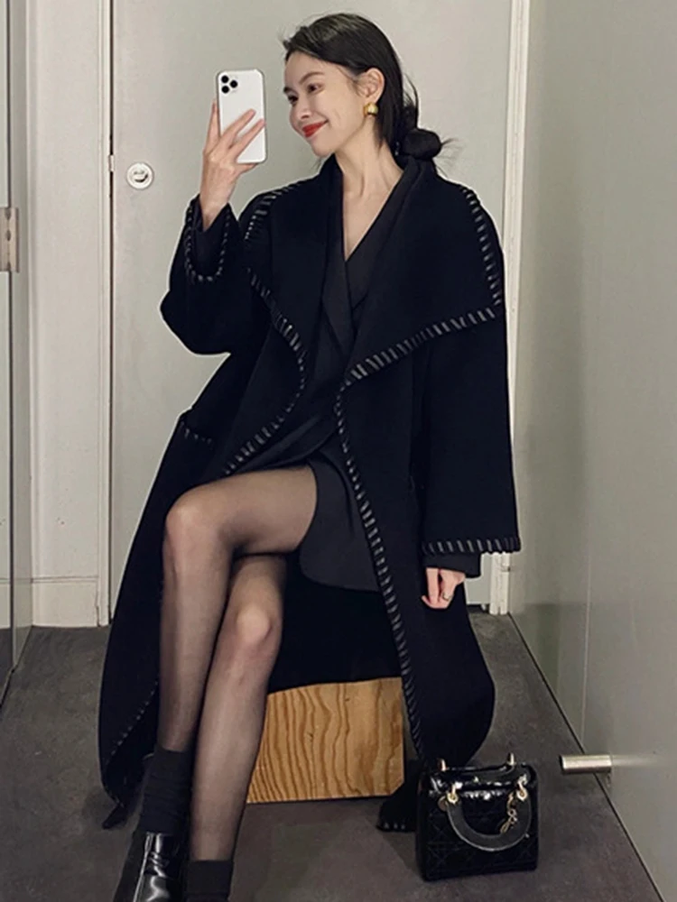 Spring Summer New Black Big Lapel Midi Long Single Breasted Woolen Overcoat 2023 Streetwear Loose Women Coat Tide 10AB2866
Spring Summer New Black Big Lapel Midi Long Single Breasted Woolen Overcoat 2023 Streetwear Loose Women Coat Tide 10AB2866
