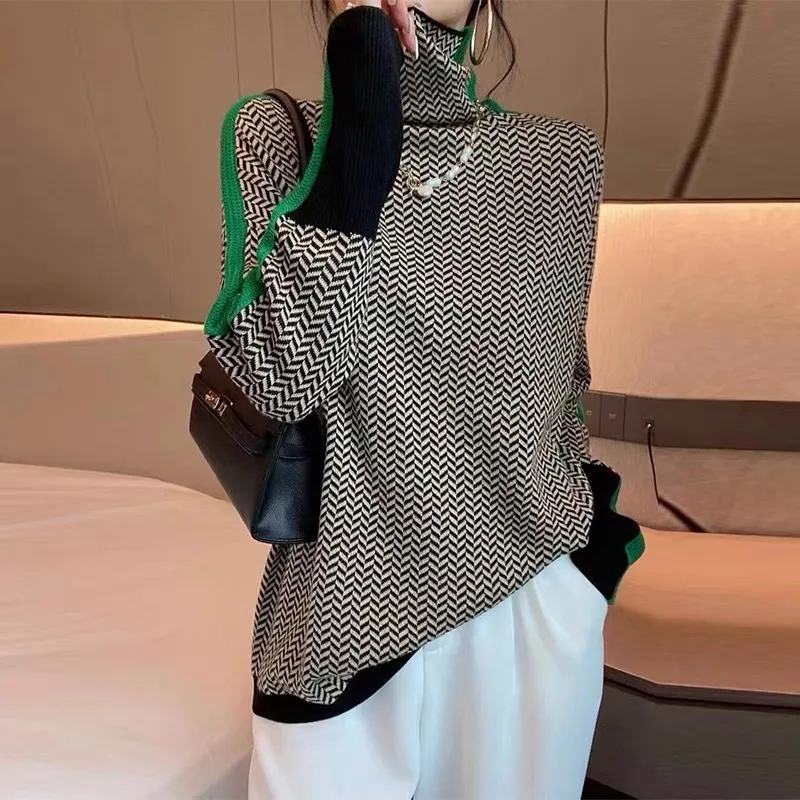Winter Women's Turtleneck Design Loose Pullover European Style Elegant Casual Sweater
Winter Women's Turtleneck Design Loose Pullover European Style Elegant Casual Sweater