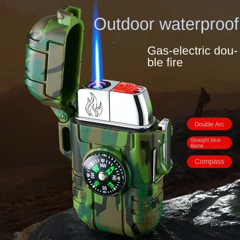 New Pulsed Double Arc Waterproof Cigarette Lighter with Compass Gas Flashlight Creative Lighter Outdoor Camping Survival Tool
New Pulsed Double Arc Waterproof Cigarette Lighter with Compass Gas Flashlight Creative Lighter Outdoor Camping Survival Tool
