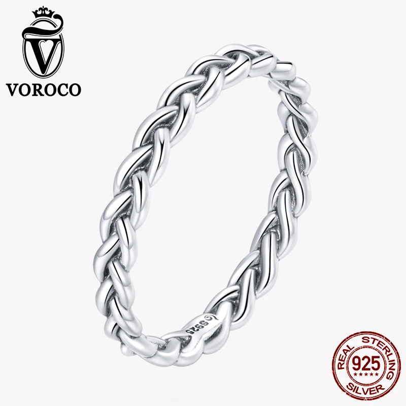 VOROCO Twist Original 925 Sterling Silver Rings Shiny Stackable Eternity Wedding Bands Women Braided Fine Jewelry Elegant Gift
VOROCO Twist Original 925 Sterling Silver Rings Shiny Stackable Eternity Wedding Bands Women Braided Fine Jewelry Elegant Gift