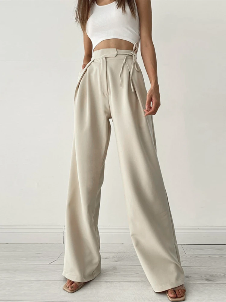 YIKUO Elegant Black Chic Wide Leg Pants Women Knitting Casual Drawstring Sport Trousers Work Wear Long Loose Straight Pants 2022
YIKUO Elegant Black Chic Wide Leg Pants Women Knitting Casual Drawstring Sport Trousers Work Wear Long Loose Straight Pants 2022
