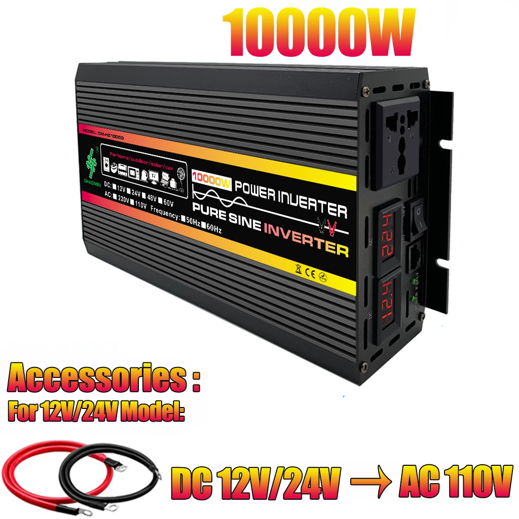 10000W Home Car Power converter Inverter 12V 24V 48V 60V to 220V110V Pure Sine Wave Inverter with LED display
10000W Home Car Power converter Inverter 12V 24V 48V 60V to 220V110V Pure Sine Wave Inverter with LED display