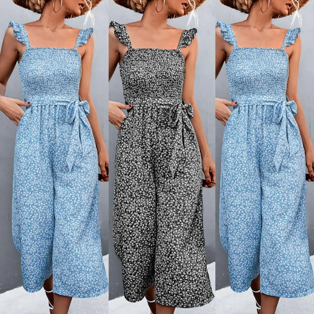 Women Jumpsuit Floral Lace-up Summer Sweet Loose-fitting Jumpsuit for Party
Women Jumpsuit Floral Lace-up Summer Sweet Loose-fitting Jumpsuit for Party