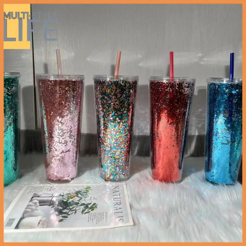 New 710ml Double Layer Colorful Glitter Plastic Cup With Straw Creative Water Cup Straw Cup Coffee Tumbler Reusable Drinking Mug
New 710ml Double Layer Colorful Glitter Plastic Cup With Straw Creative Water Cup Straw Cup Coffee Tumbler Reusable Drinking Mug