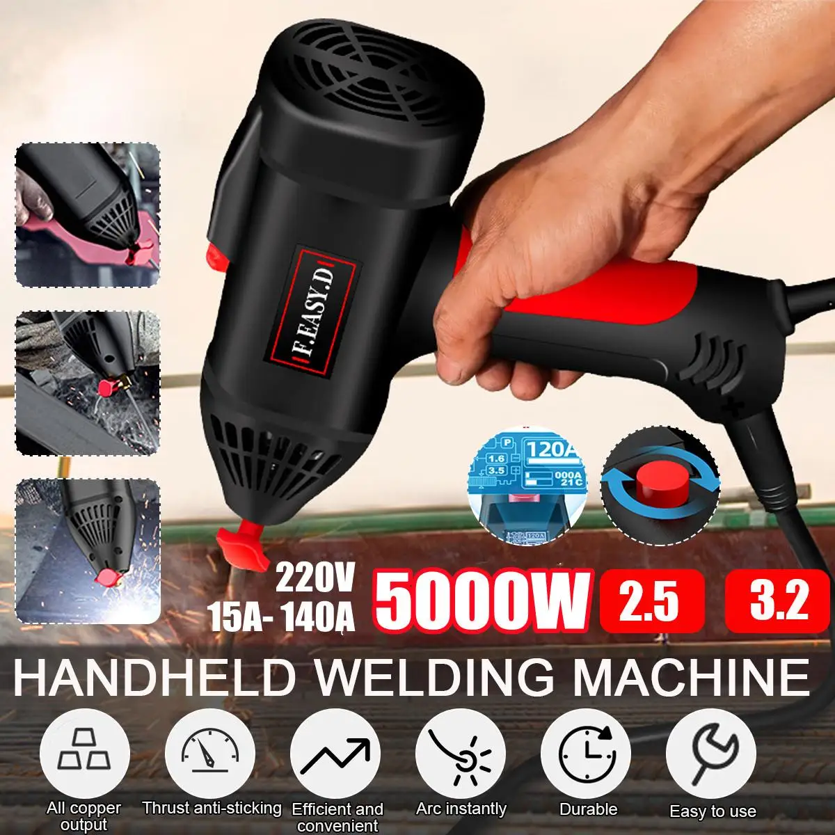 Digital Intelligent Handheld Arc Welding Machine 220V 5000W Automatic Arc Welders Electric Welding Tools for 2~14mm Thickness
Digital Intelligent Handheld Arc Welding Machine 220V 5000W Automatic Arc Welders Electric Welding Tools for 2~14mm Thickness