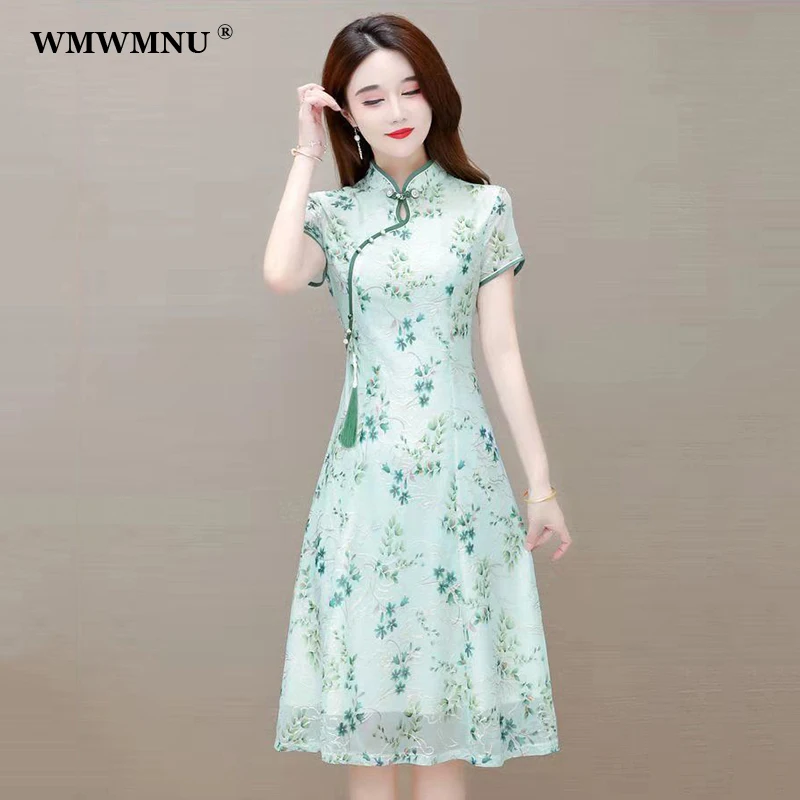 2022 New Summer Elegant Print Cheongsam Dress Women Retro Slim Short Sleeve Plus Size A-Line Dresses Fashion Party Vestido Mujer
2022 New Summer Elegant Print Cheongsam Dress Women Retro Slim Short Sleeve Plus Size A-Line Dresses Fashion Party Vestido Mujer