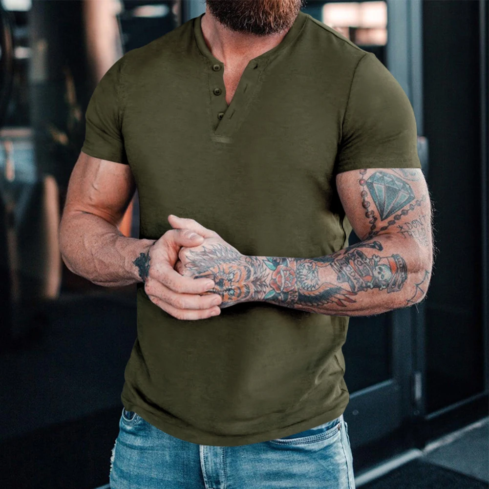 2023 Fashion Mens T-shirt Summer Short Sleeve Tops Tee Shirts Solid Casual Plain Slim Henley T Shirt Pullover Top Blouse
2023 Fashion Mens T-shirt Summer Short Sleeve Tops Tee Shirts Solid Casual Plain Slim Henley T Shirt Pullover Top Blouse