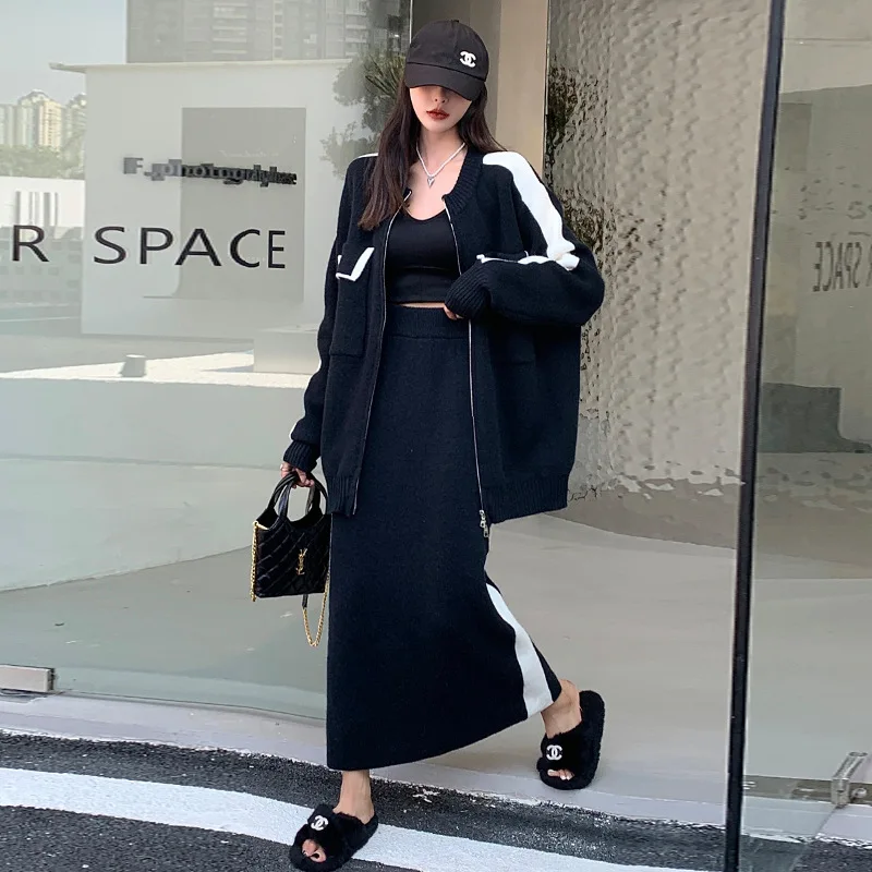 Women Knitted Two Piece Sets Coat and Skirt Autumn Winter Streetwear Loose Casual Cardigan Jacket Straight Long Skirts 22528
Women Knitted Two Piece Sets Coat and Skirt Autumn Winter Streetwear Loose Casual Cardigan Jacket Straight Long Skirts 22528