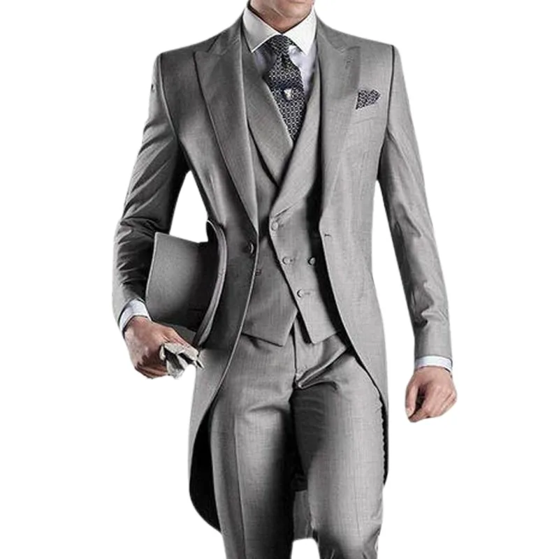 Gray Wedding Men Tail Coat 3 Piece Suit Groom Tuxedo For Formal Prom Gentleman Male Suits Fashion Set Jacket with Pants Vest
Gray Wedding Men Tail Coat 3 Piece Suit Groom Tuxedo For Formal Prom Gentleman Male Suits Fashion Set Jacket with Pants Vest