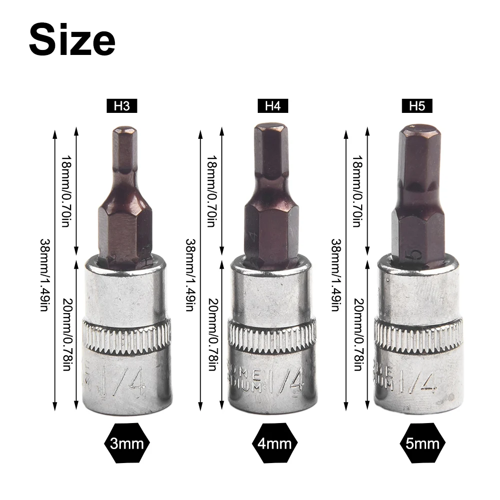 Drive Socket Screwdriver Bit Replacement Accessories Silver 1/4 Inch 3Pcs Chrome Vanadium Steel H3 H4 H5 H7 H8H8 Durable
Drive Socket Screwdriver Bit Replacement Accessories Silver 1/4 Inch 3Pcs Chrome Vanadium Steel H3 H4 H5 H7 H8H8 Durable