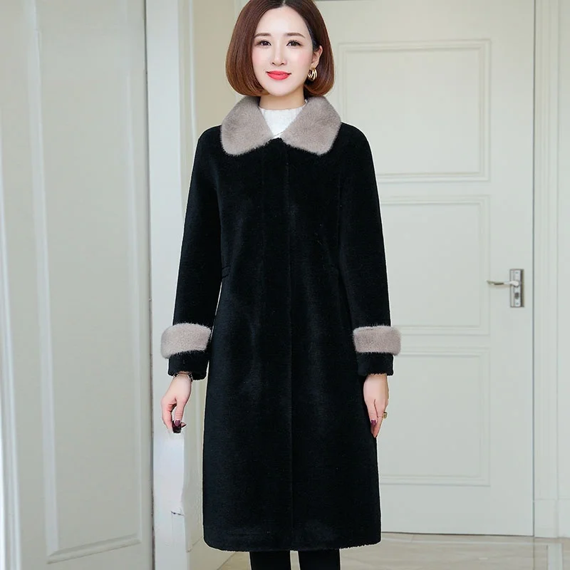 Fur Coats Winter 2023 Women's Real Mink Fur Collar Coat Female Elegant Sheep Shearling Jacket Long Casaco Feminino Gxy210 
Fur Coats Winter 2023 Women's Real Mink Fur Collar Coat Female Elegant Sheep Shearling Jacket Long Casaco Feminino Gxy210