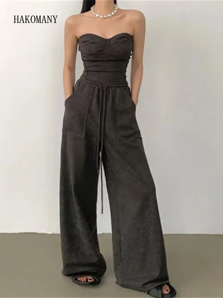 Женские свободные повседневные спортивные брюки до пола 2023, женские джоггеры, брюки для отдыха на шнурке, спортивные брюки с эластичным поясом и широкими штанинами