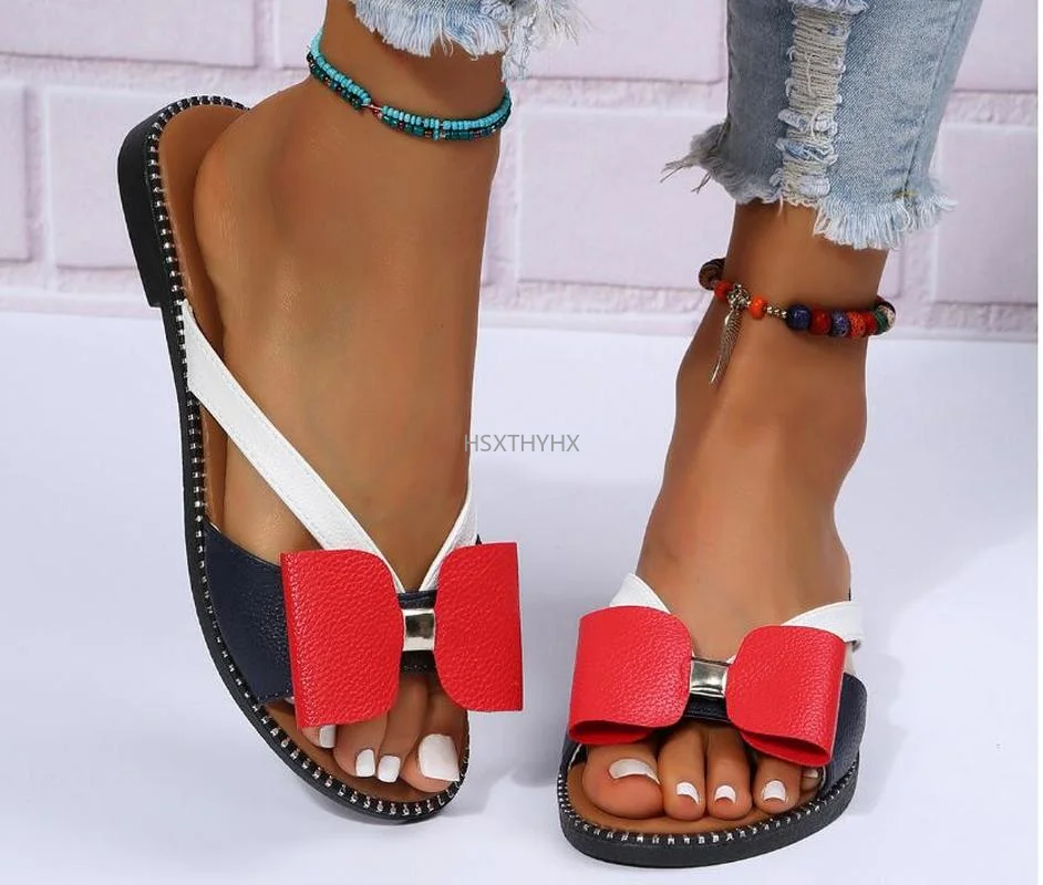 Bow Slippers Women Colorblock Fashion Flat Shoes 2022 New Casual Summer Slides Ladies Vacation Beach Outdoor Flip Flops Zapatos
Bow Slippers Women Colorblock Fashion Flat Shoes 2022 New Casual Summer Slides Ladies Vacation Beach Outdoor Flip Flops Zapatos