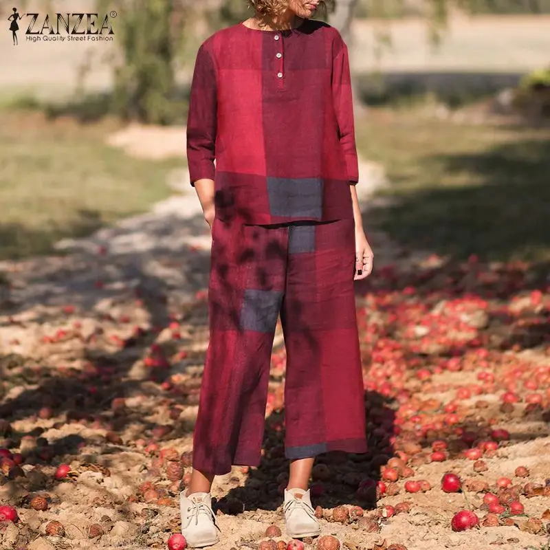 ZANZEA Casual Checked Printed Pant Sets Women Vintage Grid Party Pant Sets 2022 Stylish Loose Plaid Wide Leg Trouser Suits Femme
ZANZEA Casual Checked Printed Pant Sets Women Vintage Grid Party Pant Sets 2022 Stylish Loose Plaid Wide Leg Trouser Suits Femme