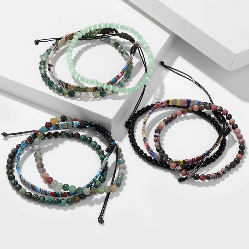 3pcs/Set Bohemian Stackable Stone Bead Bracelets for Women Stretch Multilayered Reiki Bracelet Set Multicolor Jewelry Wholesale
3pcs/Set Bohemian Stackable Stone Bead Bracelets for Women Stretch Multilayered Reiki Bracelet Set Multicolor Jewelry Wholesale