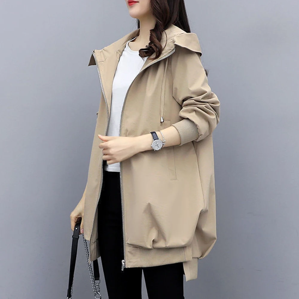 Women Casual Jacket Long Sleeve Solid Color Zipper Loose Hooded Collar Pocket Patchwork Fashion Spring Fall Ladies Leisure Cloth
Women Casual Jacket Long Sleeve Solid Color Zipper Loose Hooded Collar Pocket Patchwork Fashion Spring Fall Ladies Leisure Cloth