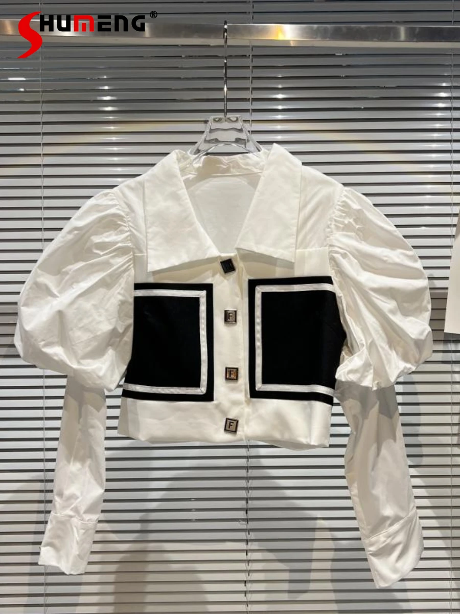 2022 Fall New Female Fashion Classic Style Elegant Black White Blouses Women Simple Puff Sleeve Office Lady Patchwork Shirt Top
2022 Fall New Female Fashion Classic Style Elegant Black White Blouses Women Simple Puff Sleeve Office Lady Patchwork Shirt Top