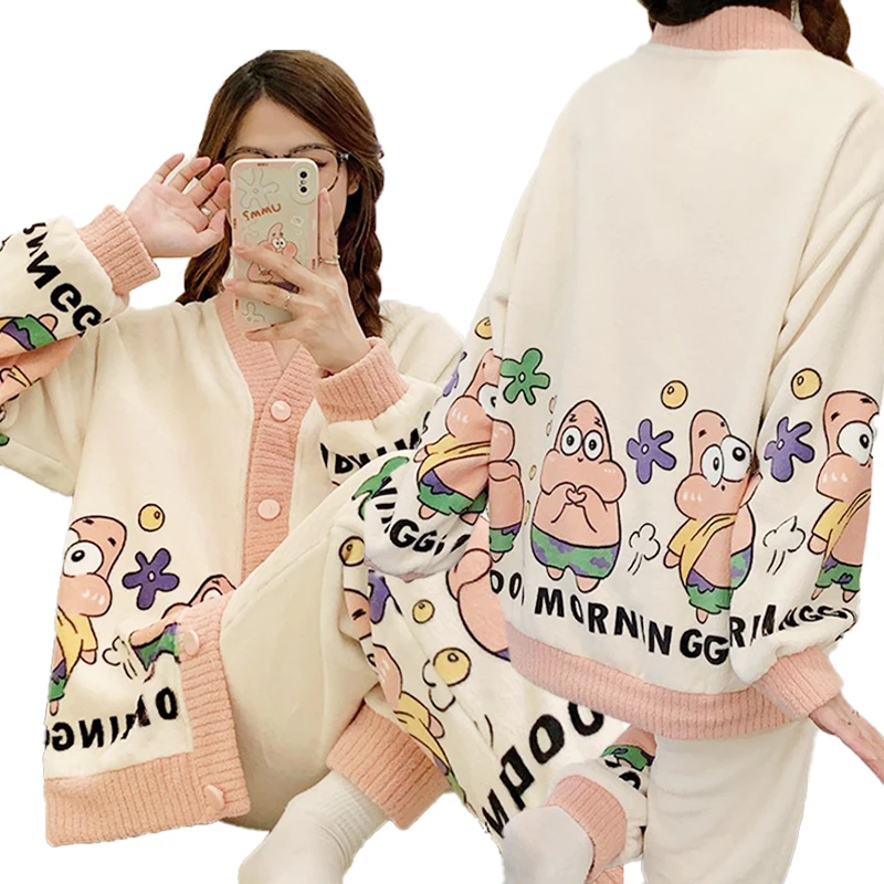 Kawaii Sanrioed Cinnamoroll Patrick Star Winter Warm Flannel Women Pyjamas Set Cartoon Plush Pijamas Girl Long Pajamas Sleepwear
Kawaii Sanrioed Cinnamoroll Patrick Star Winter Warm Flannel Women Pyjamas Set Cartoon Plush Pijamas Girl Long Pajamas Sleepwear