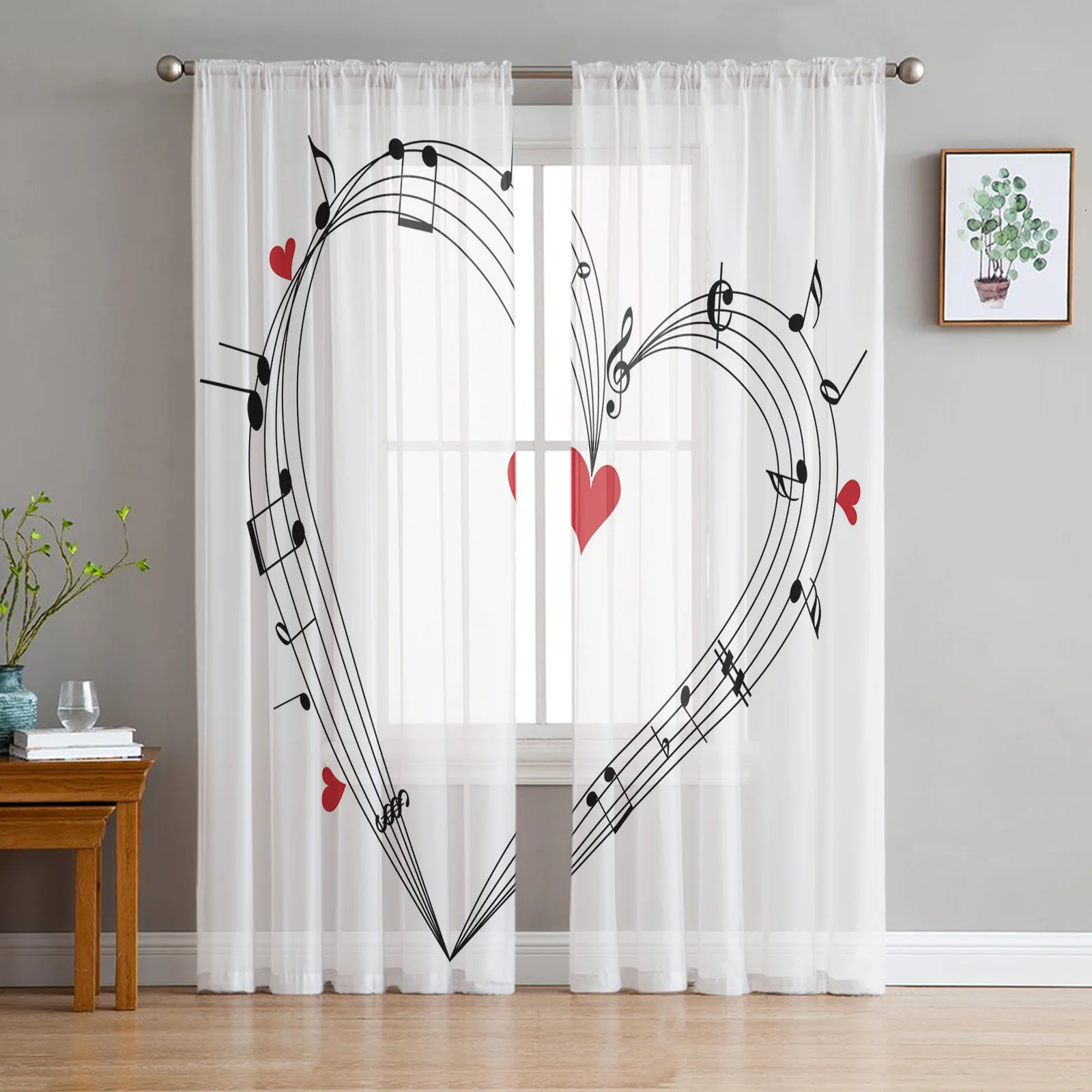 Love Heart Music Musical Note Sheer Window Curtains for Bedroom Living Room Modern Tulle Curtains Voile Drapes for Hotel Kitchen
Love Heart Music Musical Note Sheer Window Curtains for Bedroom Living Room Modern Tulle Curtains Voile Drapes for Hotel Kitchen