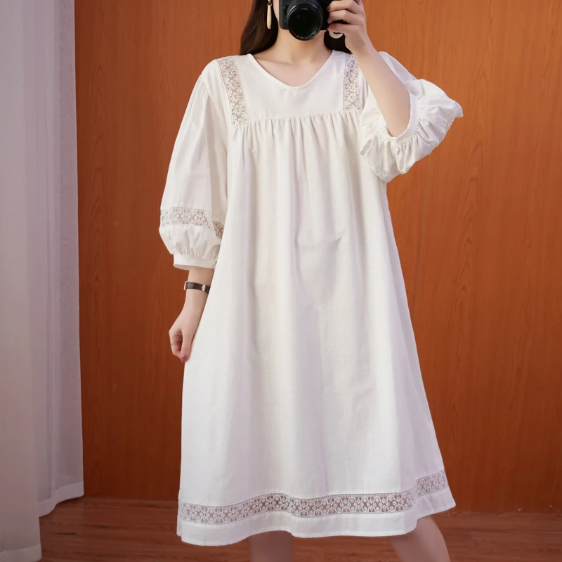 2022 New Summer Lace Stitched Bubble Sleeve Dress For Women Slim V-neck High Waist Loose Cotton Linen Skirt
2022 New Summer Lace Stitched Bubble Sleeve Dress For Women Slim V-neck High Waist Loose Cotton Linen Skirt