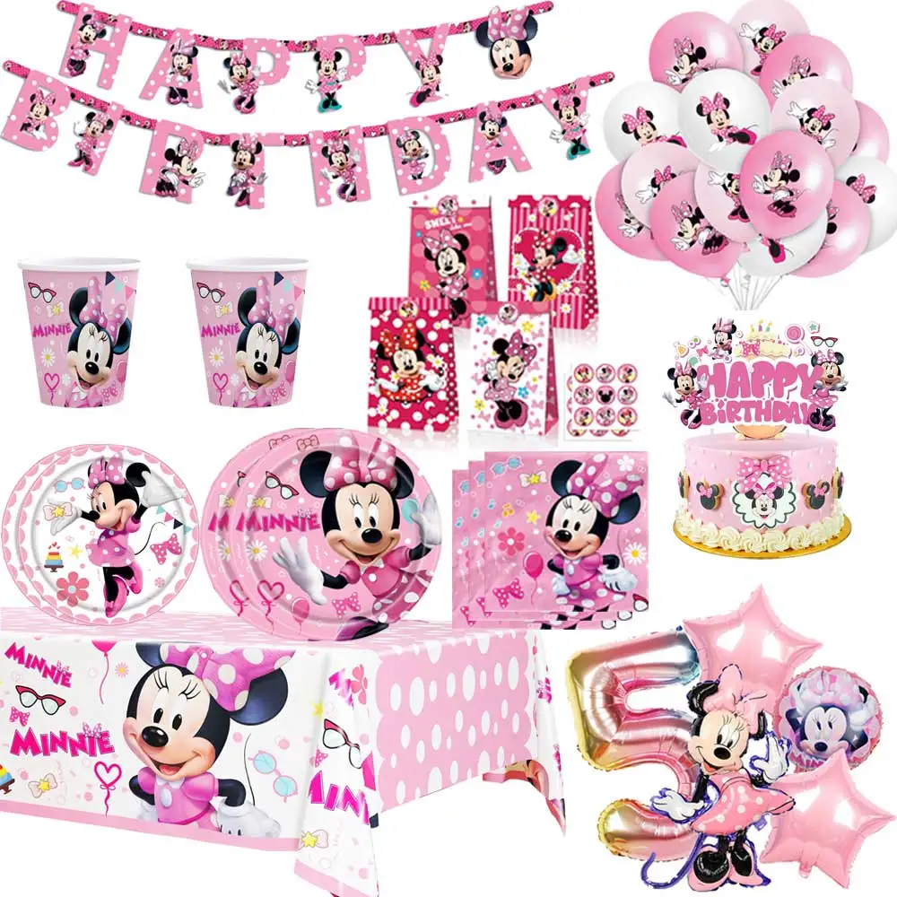 

Minnie Mickey Mouse Birthday Restaurant Theme Party Children's Family Party Event Decorative Tableware DIY Baby Shower Supplies