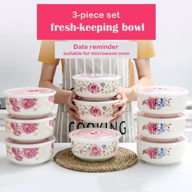 3-Piece Set Ceramic Fresh-Keeping Bowl Suitable For Microwave Oven Fresh-Keeping Box Tableware Refrigerator Storage Box Set
3-Piece Set Ceramic Fresh-Keeping Bowl Suitable For Microwave Oven Fresh-Keeping Box Tableware Refrigerator Storage Box Set