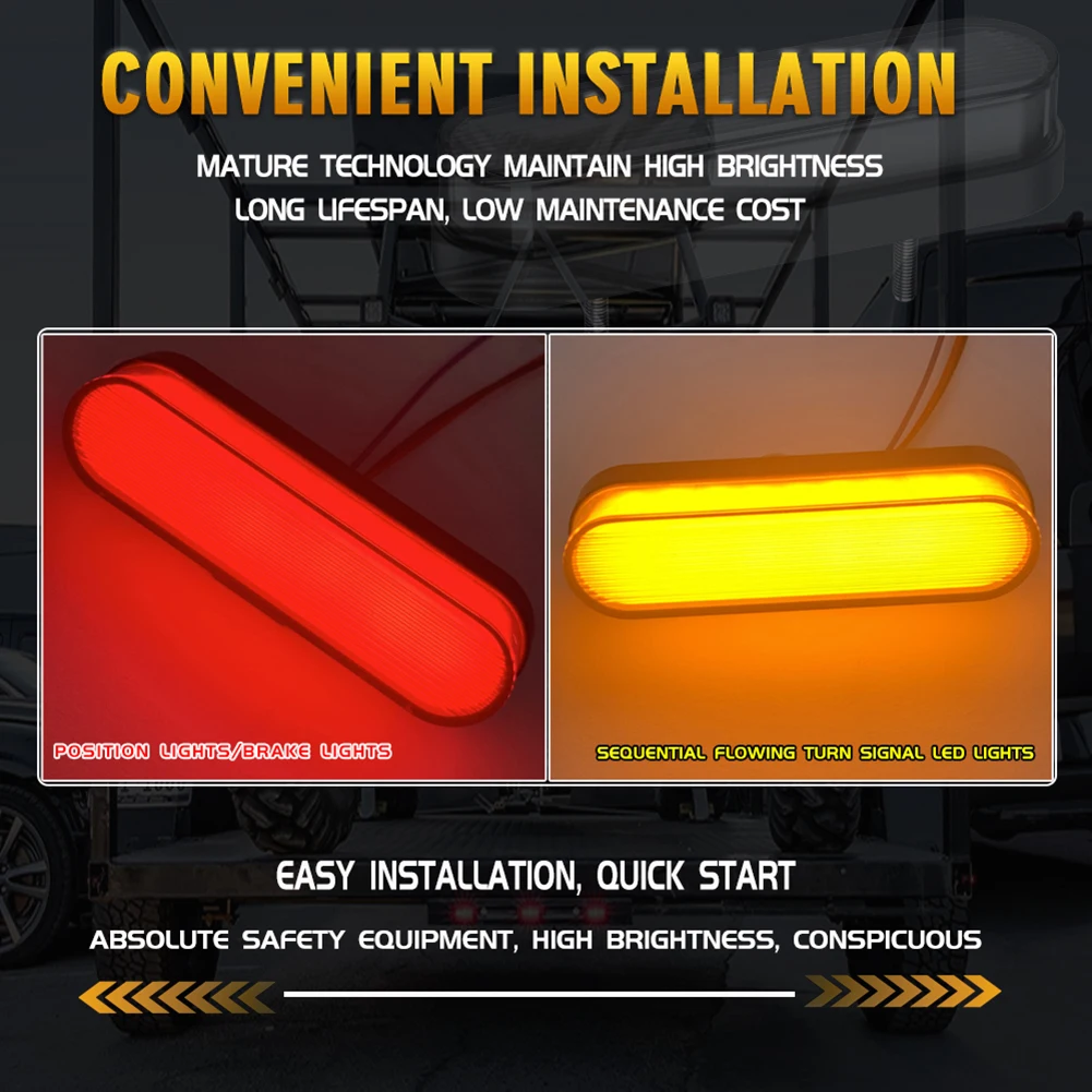 2pcs Red/Amber Truck Trailer Stop Brake Light Flowing Turn Signal Tail Light DRL 10-30V Vehicles Marker Clearance Lamp Universal
2pcs Red/Amber Truck Trailer Stop Brake Light Flowing Turn Signal Tail Light DRL 10-30V Vehicles Marker Clearance Lamp Universal