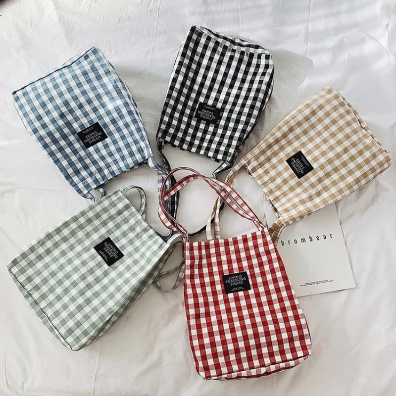 Fashion durable female student linen cotton single shoulder shopping bag tote check checkered female linen canvas shopping bags
Fashion durable female student linen cotton single shoulder shopping bag tote check checkered female linen canvas shopping bags