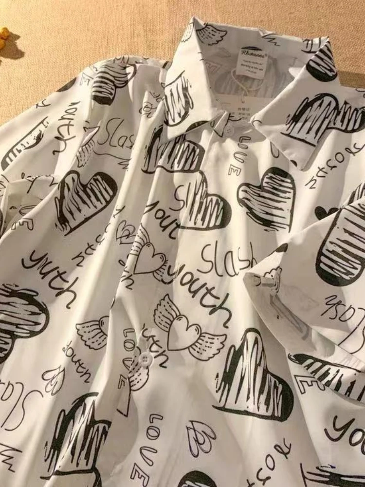 Новинка 2022, рубашка с коротким рукавом и принтом в виде сердца
Новинка 2022, рубашка с коротким рукавом и принтом в виде сердца