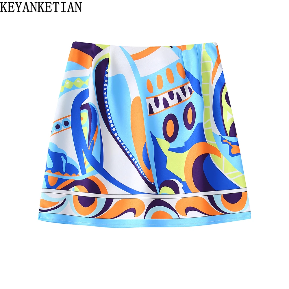 KEYANKETIAN 2022 Summer New Contrast Color Blue Pop Print Zipper High Waist Skirt Women's Chic Mini Skirt A-Line Skirt
KEYANKETIAN 2022 Summer New Contrast Color Blue Pop Print Zipper High Waist Skirt Women's Chic Mini Skirt A-Line Skirt