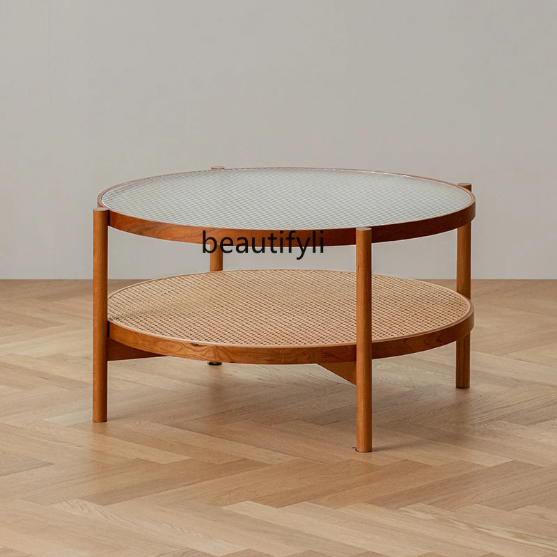 yj Japanese Rattan round Coffee Table Combination Small Apartment Living Room Retro Simple Solid Wood Tea Table Glass Side Table
yj Japanese Rattan round Coffee Table Combination Small Apartment Living Room Retro Simple Solid Wood Tea Table Glass Side Table