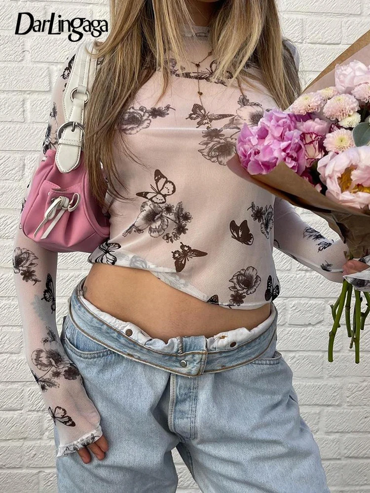 Darlingaga Y2K Fairycore Chic Butterfly Printed Mesh Top Women T-shirts Harajuku See Through Cropped Tee 2000s Aesthetic Clothes
Darlingaga Y2K Fairycore Chic Butterfly Printed Mesh Top Women T-shirts Harajuku See Through Cropped Tee 2000s Aesthetic Clothes