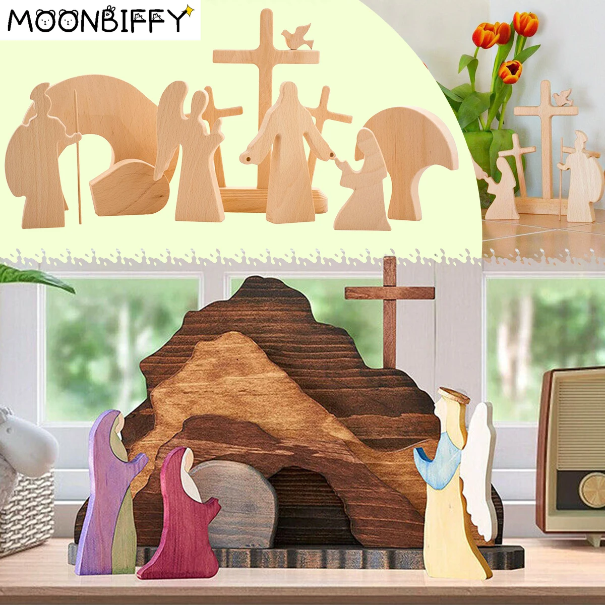 Easter Wooden Nativity Set Paerty Accessories Resurrection Scene Wooden Decor Cross Home Ornament Bedroom Study Ornament
Easter Wooden Nativity Set Paerty Accessories Resurrection Scene Wooden Decor Cross Home Ornament Bedroom Study Ornament