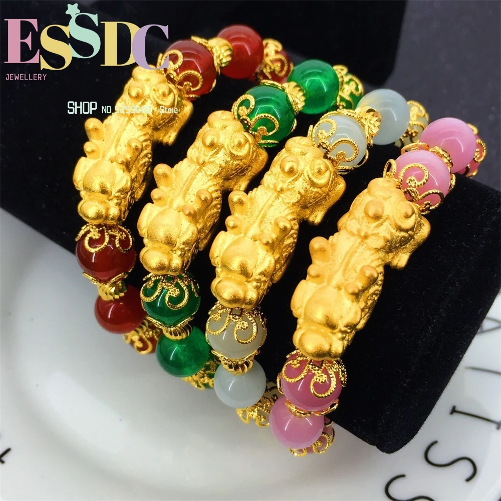 Brass Bracelet 24k Gold-Plated Sand Mythical Wild Animal Red Agate Green Chalcedony White Cat Eye Pink Fashion Exquisite Women
Brass Bracelet 24k Gold-Plated Sand Mythical Wild Animal Red Agate Green Chalcedony White Cat Eye Pink Fashion Exquisite Women