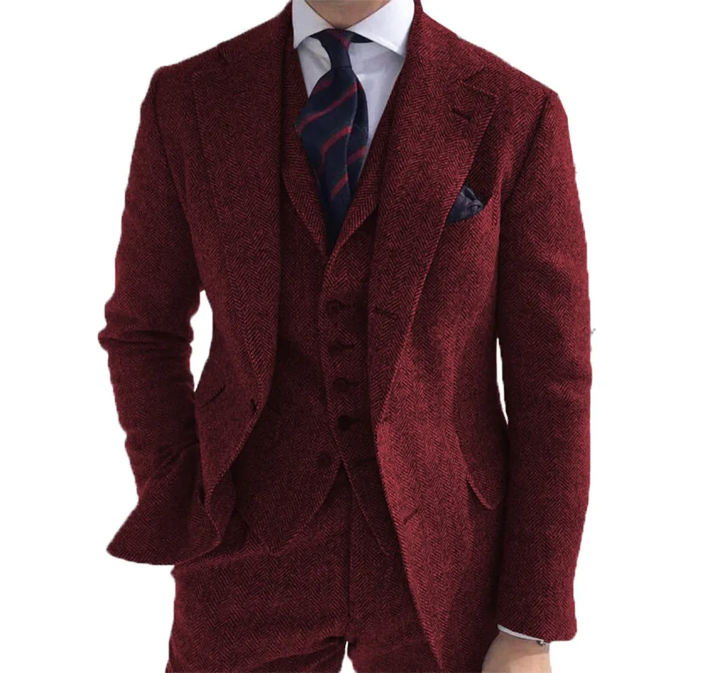 Gray Wool Tweed Men Suits For Winter Wedding Formal Groom Tuxedo 3 Piece Herringbone Male Fashion Set Jacket Vest With Pants
Gray Wool Tweed Men Suits For Winter Wedding Formal Groom Tuxedo 3 Piece Herringbone Male Fashion Set Jacket Vest With Pants