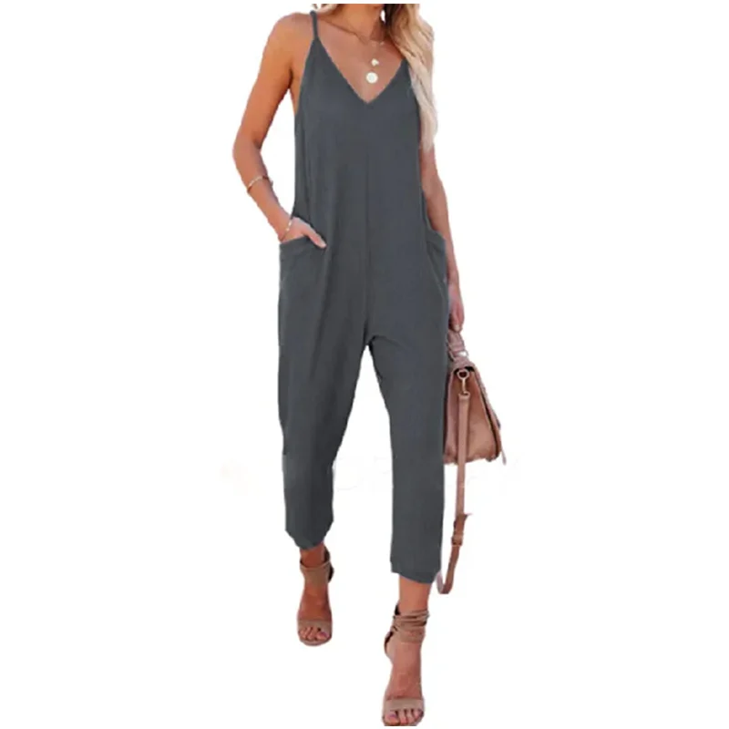 Women Elegant Fashion Strap Sleeveless Overalls Pocket V Neck Jumpsuit Romper Onepieces Streetwear
Women Elegant Fashion Strap Sleeveless Overalls Pocket V Neck Jumpsuit Romper Onepieces Streetwear